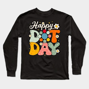 Happy Dot Day Hippie Flowers Smile Groovy Teacher Boys Girls Long Sleeve T-Shirt